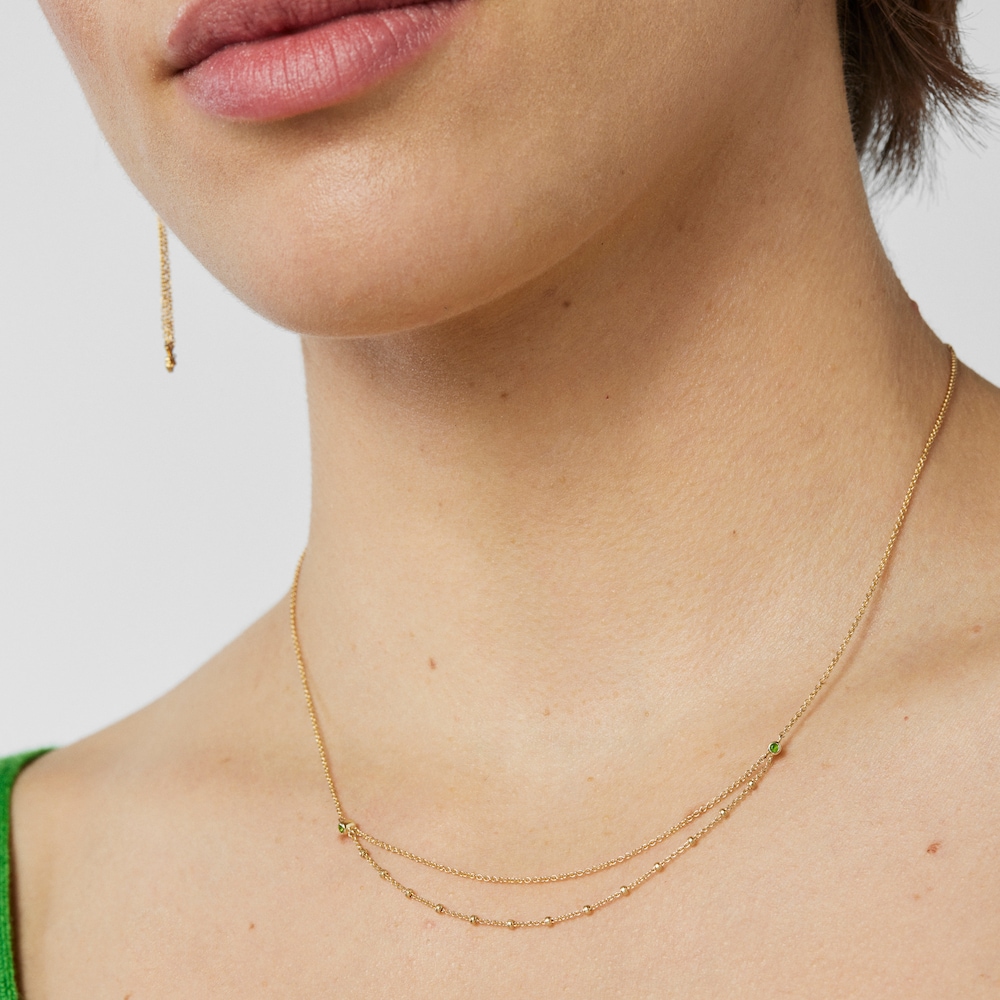 18K Solid Gold TOUS Cool Joy Necklace with chrome diopside