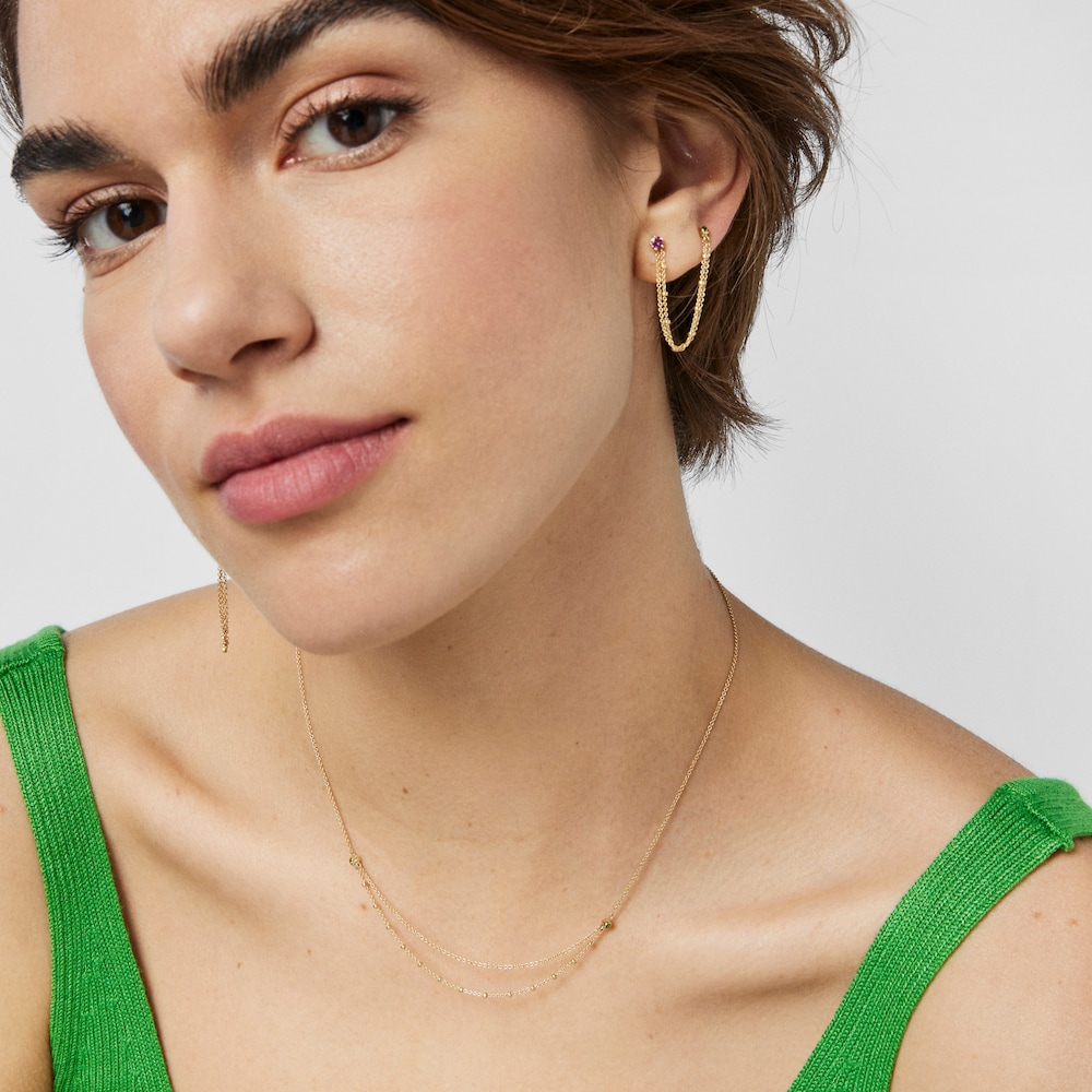 18K Solid Gold TOUS Cool Joy Necklace with chrome diopside