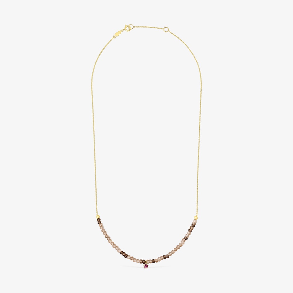 Collar de oro con cuarzo ahumado y rodolita Cool Joy
