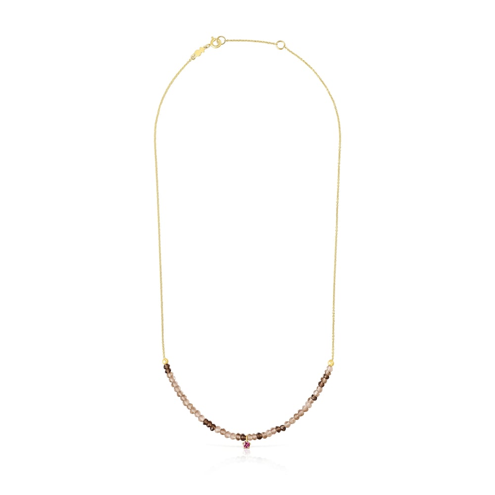 Collar de oro con cuarzo ahumado y rodolita Cool Joy image number 1