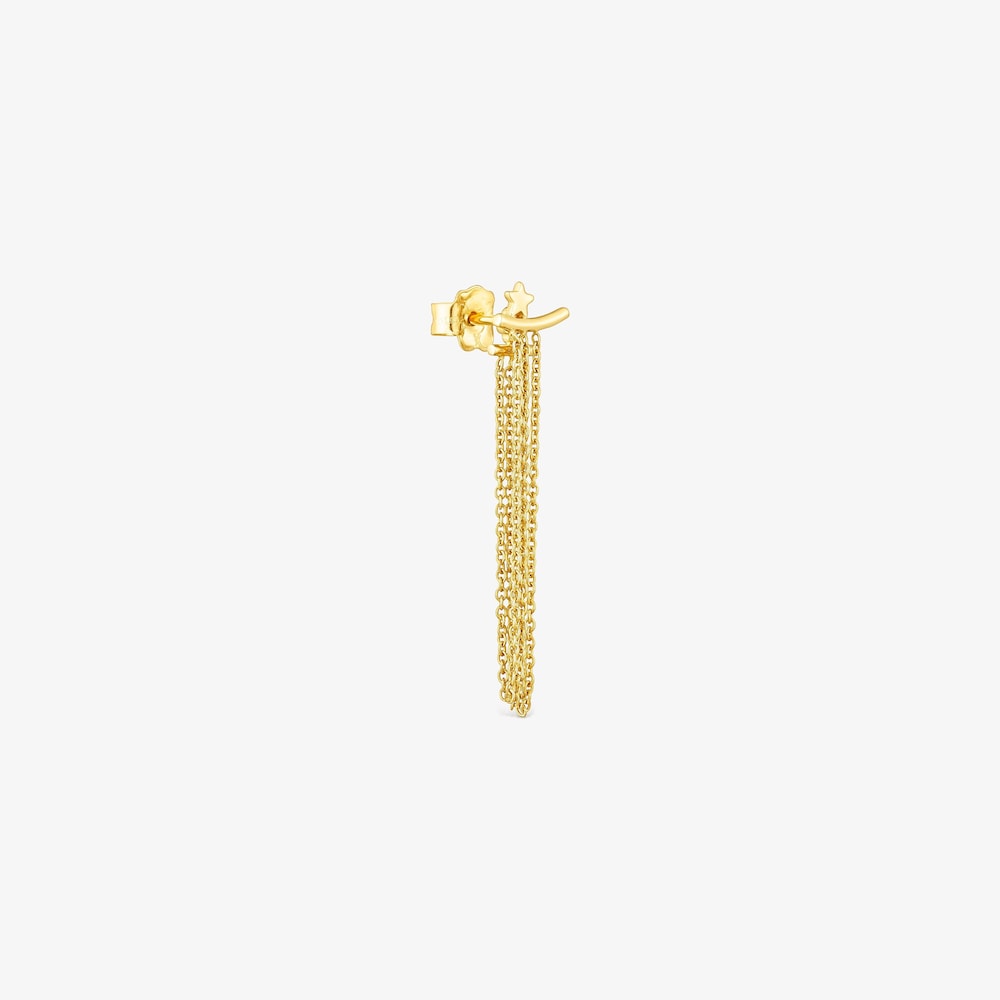 18K Solid Gold TOUS Cool Joy Earring with three chains