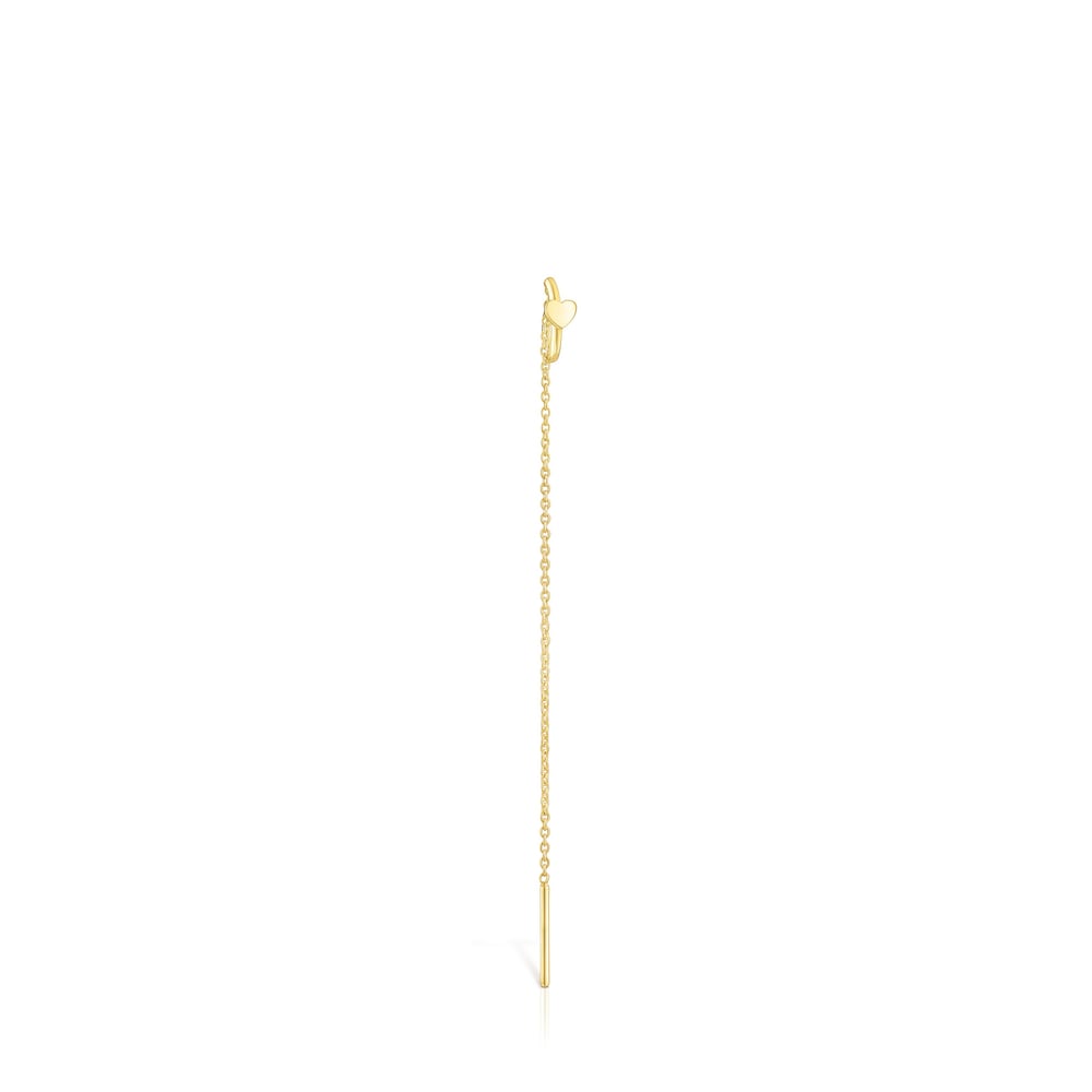 Gold TOUS Cool Joy heart charm Earring with chain