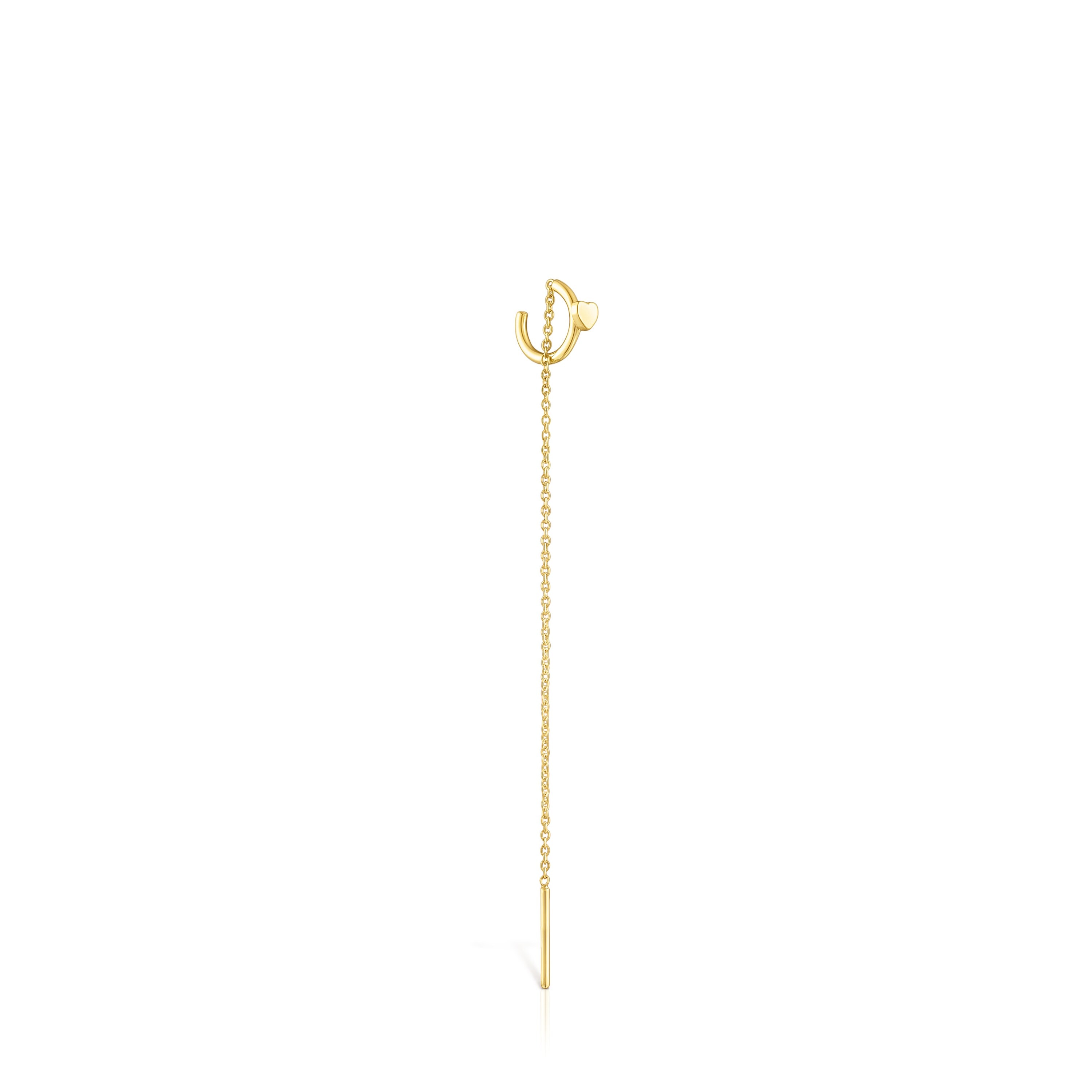 Gold TOUS Cool Joy heart charm Earring with chain