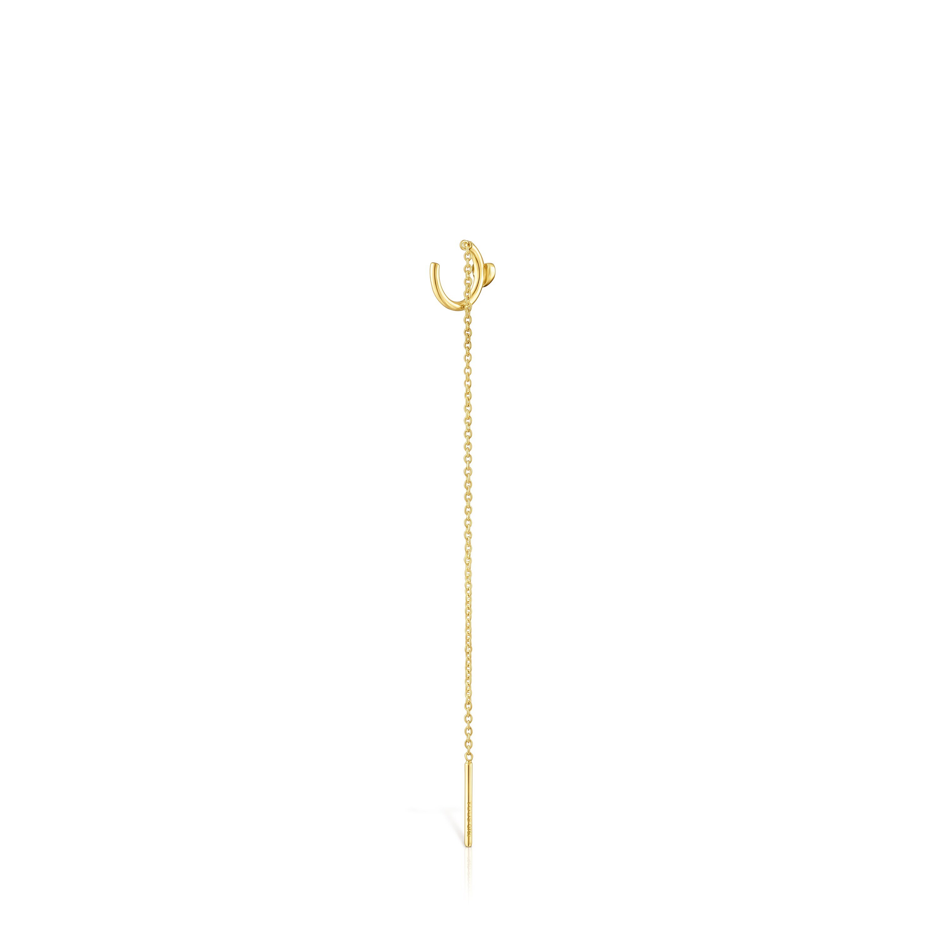 Gold TOUS Cool Joy heart charm Earring with chain