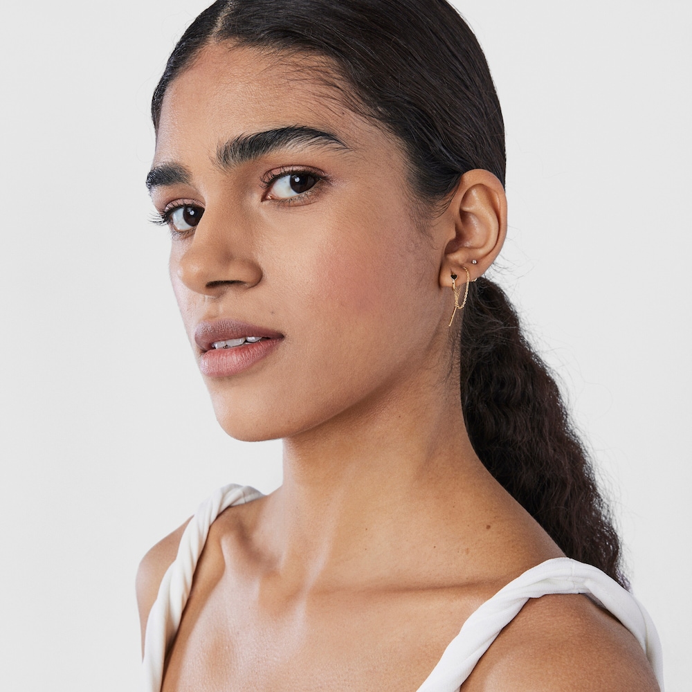 Ohrring TOUS Cool Joy aus Gold mit Herz-Anh&auml;nger und Kette