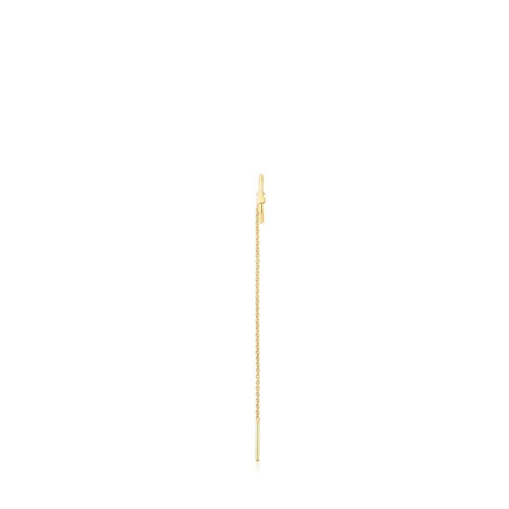 Gold TOUS Cool Joy bear charm Earring with chain