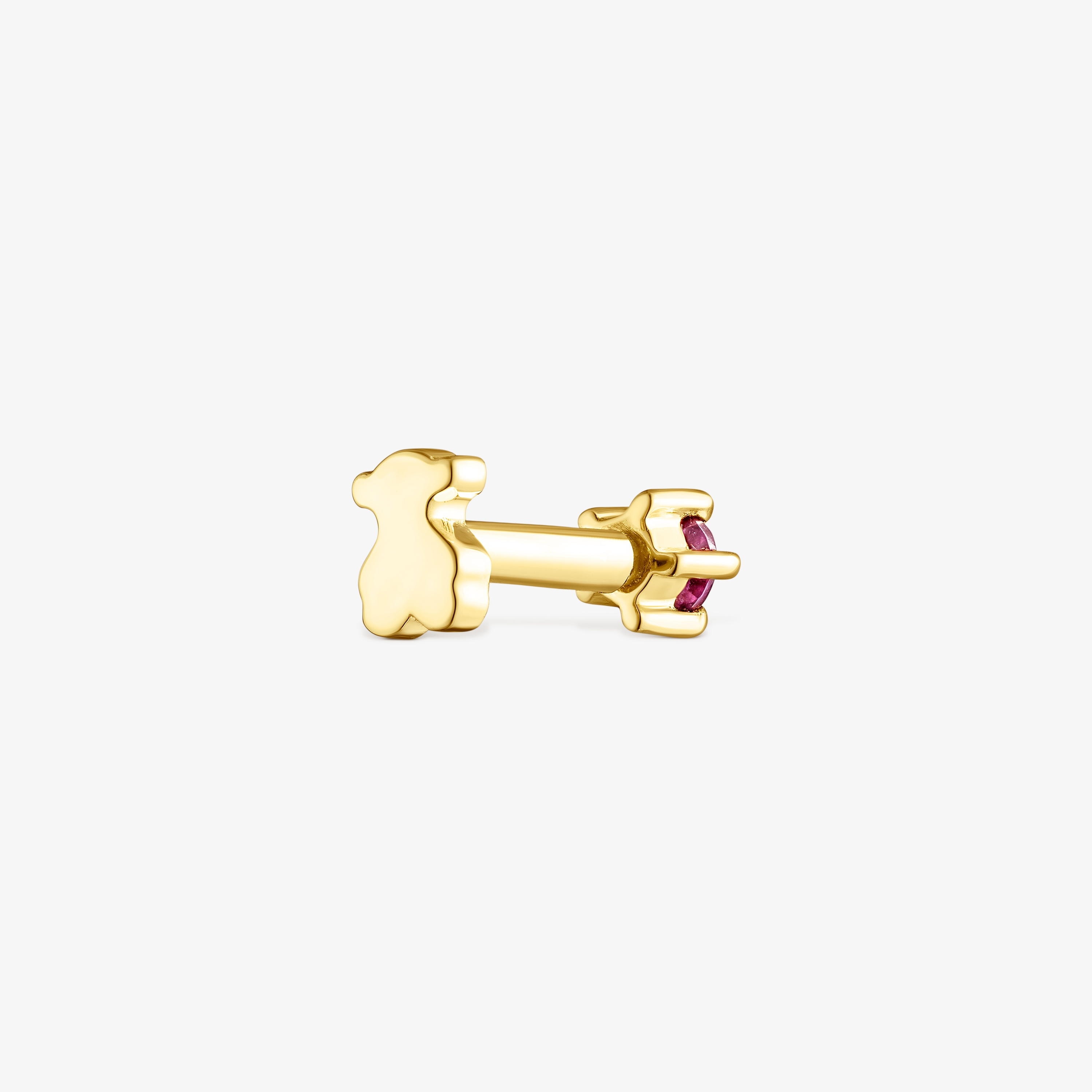 18K solid gold TOUS Cool Joy Ear piercing with rhodolite