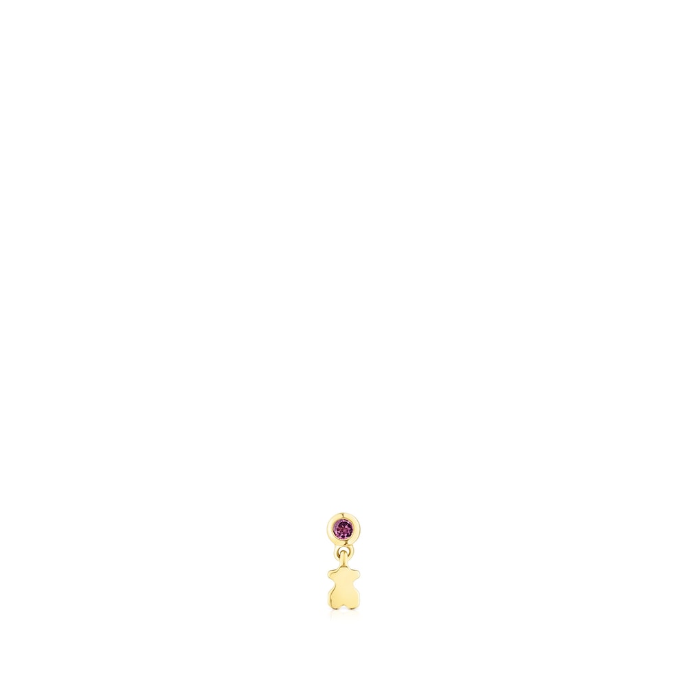 Gold TOUS Cool Joy Ear piercing with rhodolite and bear motif