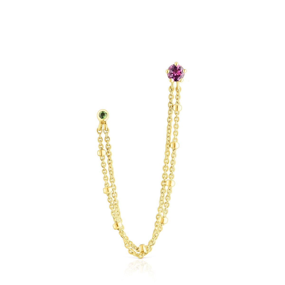 Gold TOUS Cool Joy 1-2 Double earring with rhodolite and chrome diopside