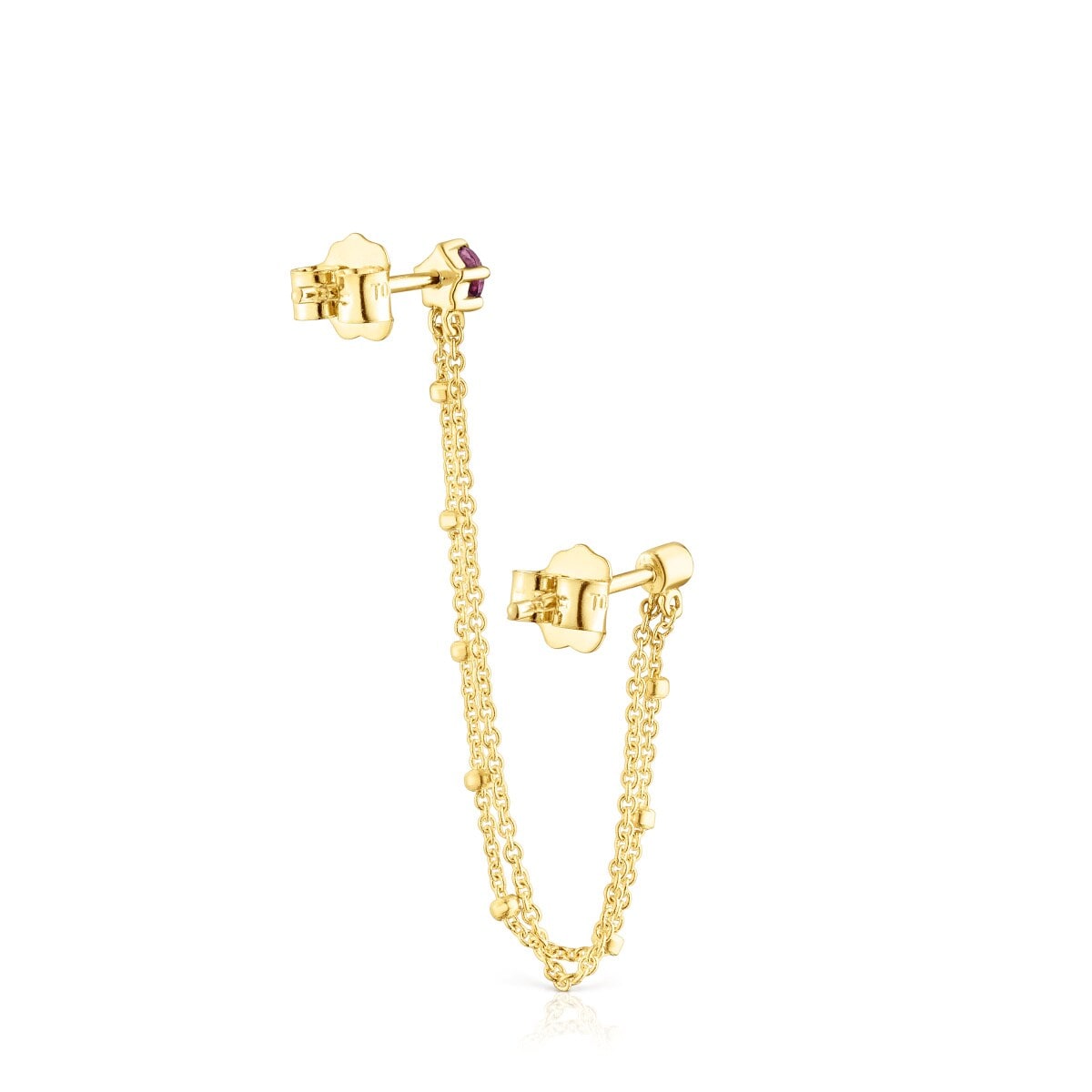Gold TOUS Cool Joy 1-2 Double earring with rhodolite and chrome diopside