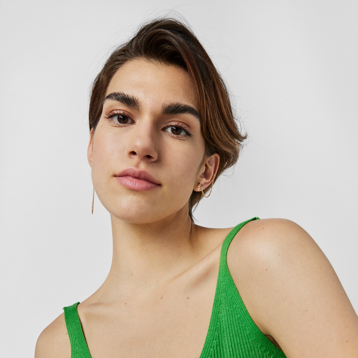 Gold TOUS Cool Joy 1-2 Double earring with rhodolite and chrome diopside