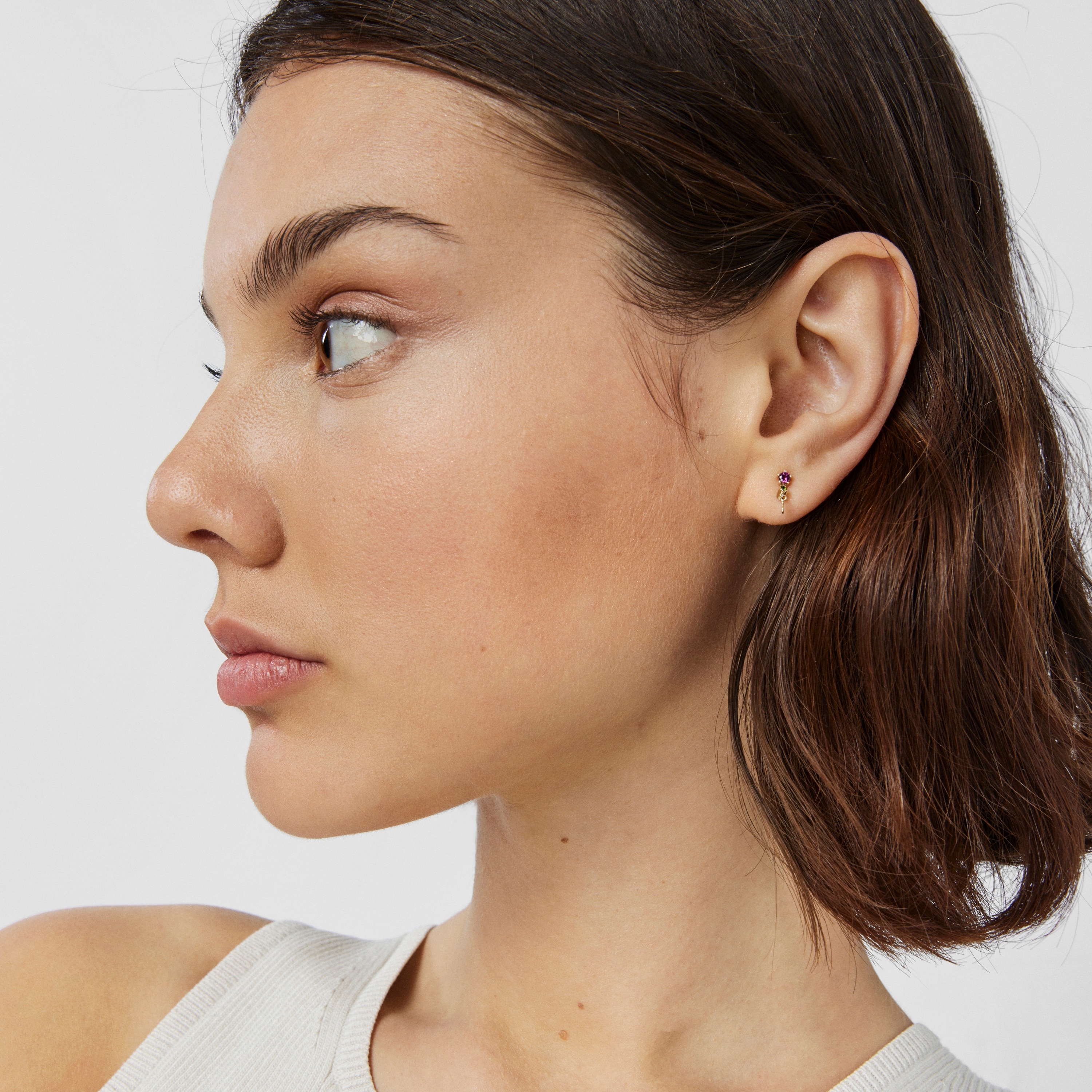 18K Solid Gold TOUS Cool Joy Earrings with rhodolite, chrome diopside and bear motif