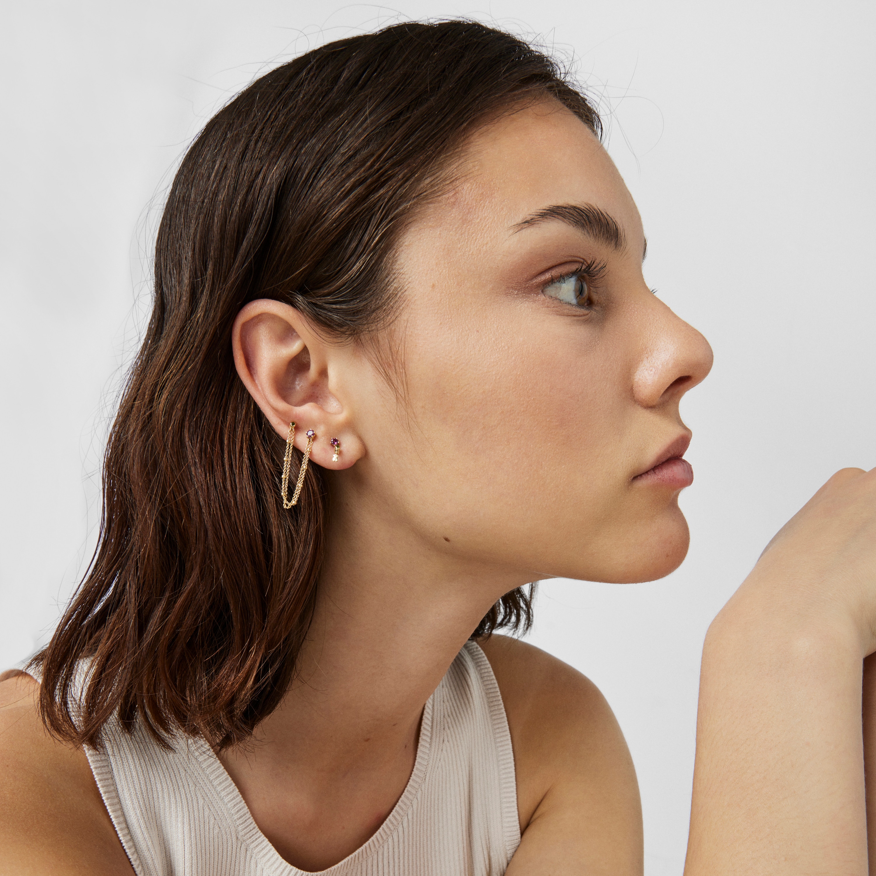 18K Solid Gold TOUS Cool Joy Earrings with rhodolite, chrome diopside and bear motif