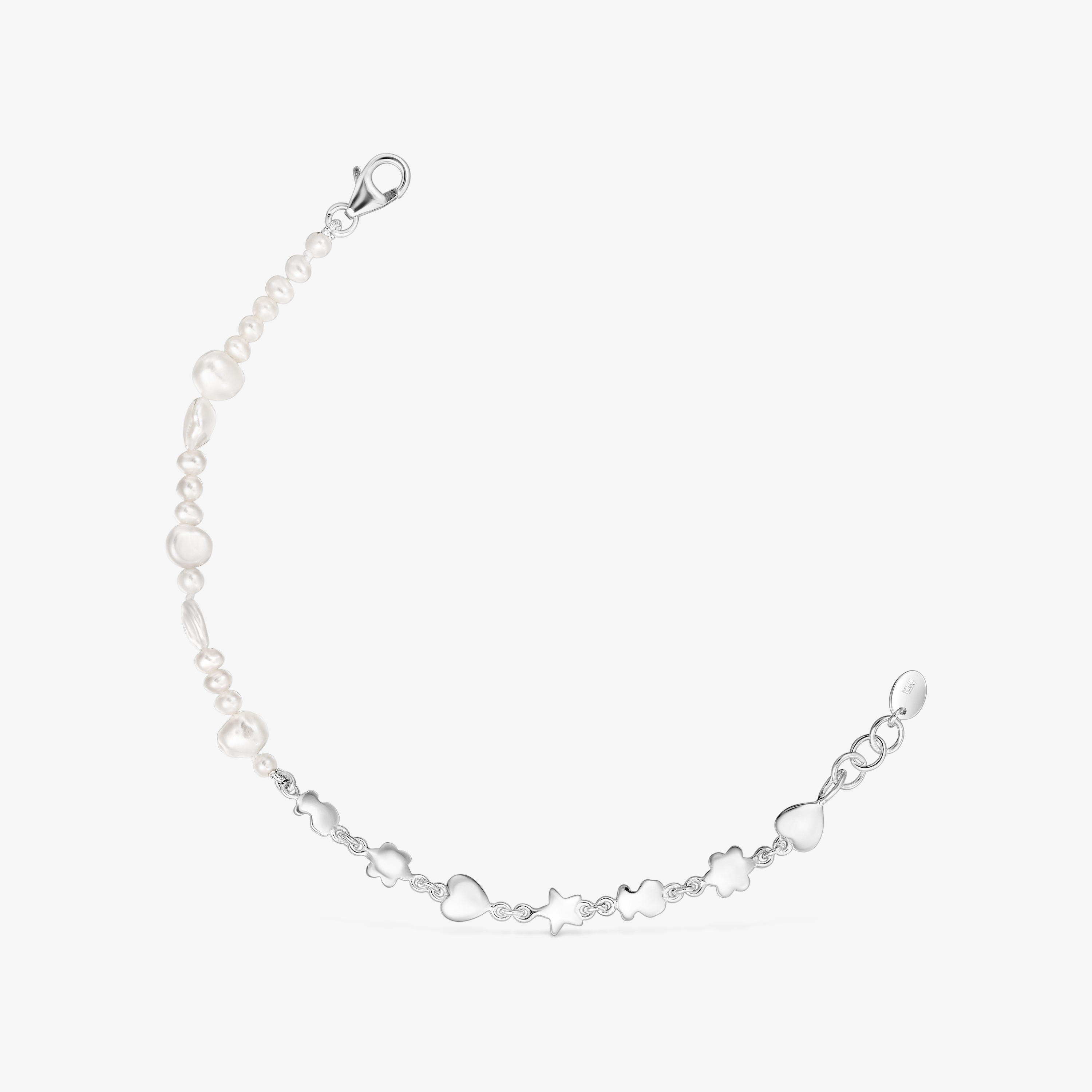 Silver and cultured pearls Mini Icons Bracelet with charms