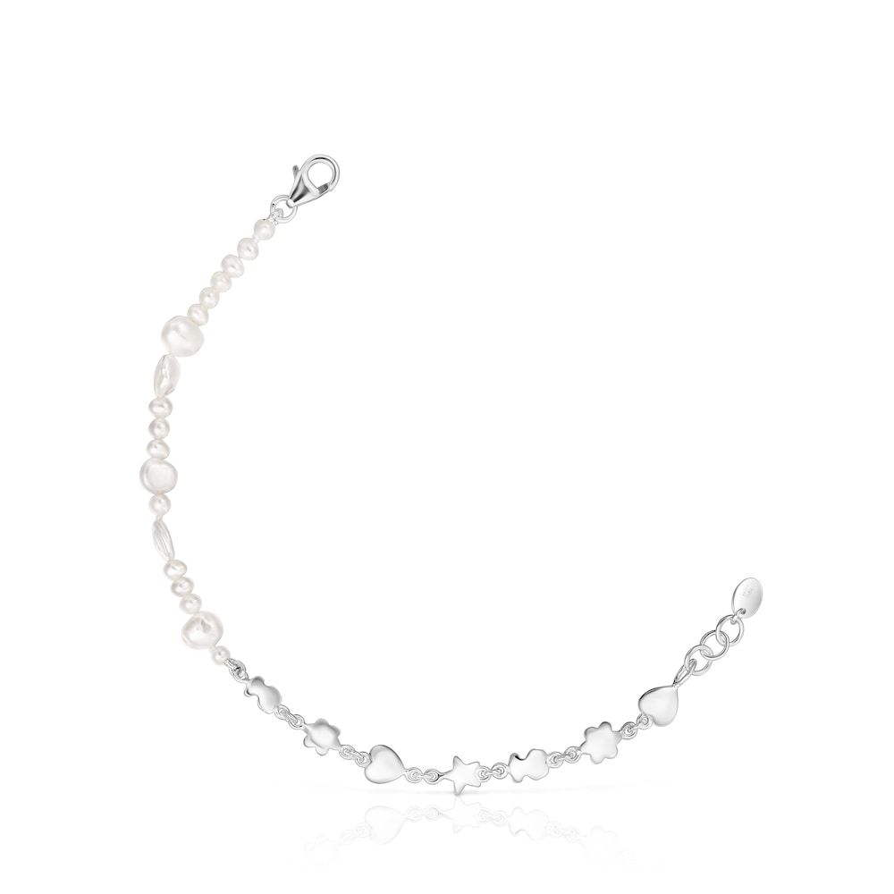 Pulsera de plata y perlas cultivadas con motivos Mini Icons image number 0