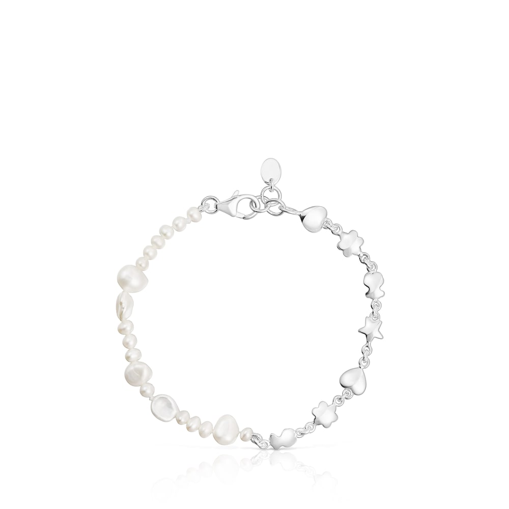 Pulsera de plata y perlas cultivadas con motivos Mini Icons image number 1