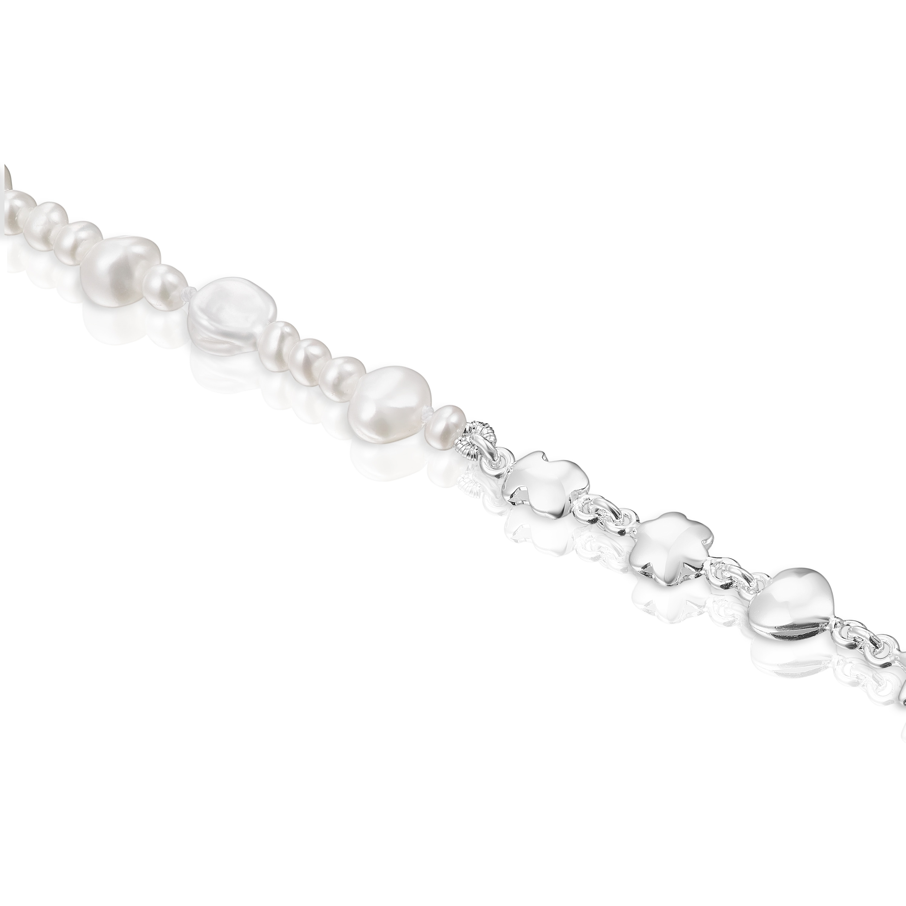 Silver and cultured pearls Mini Icons Bracelet with charms