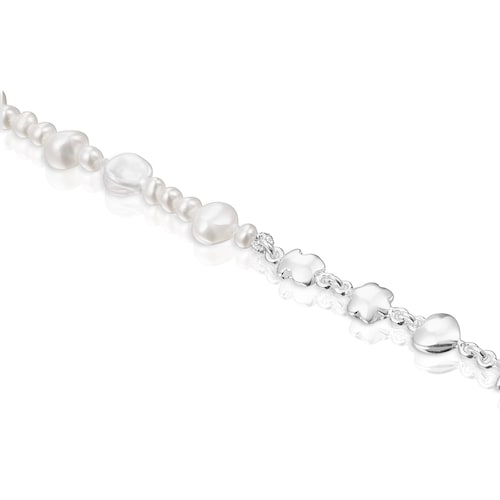 Silver and cultured pearls Mini Icons Bracelet with charms