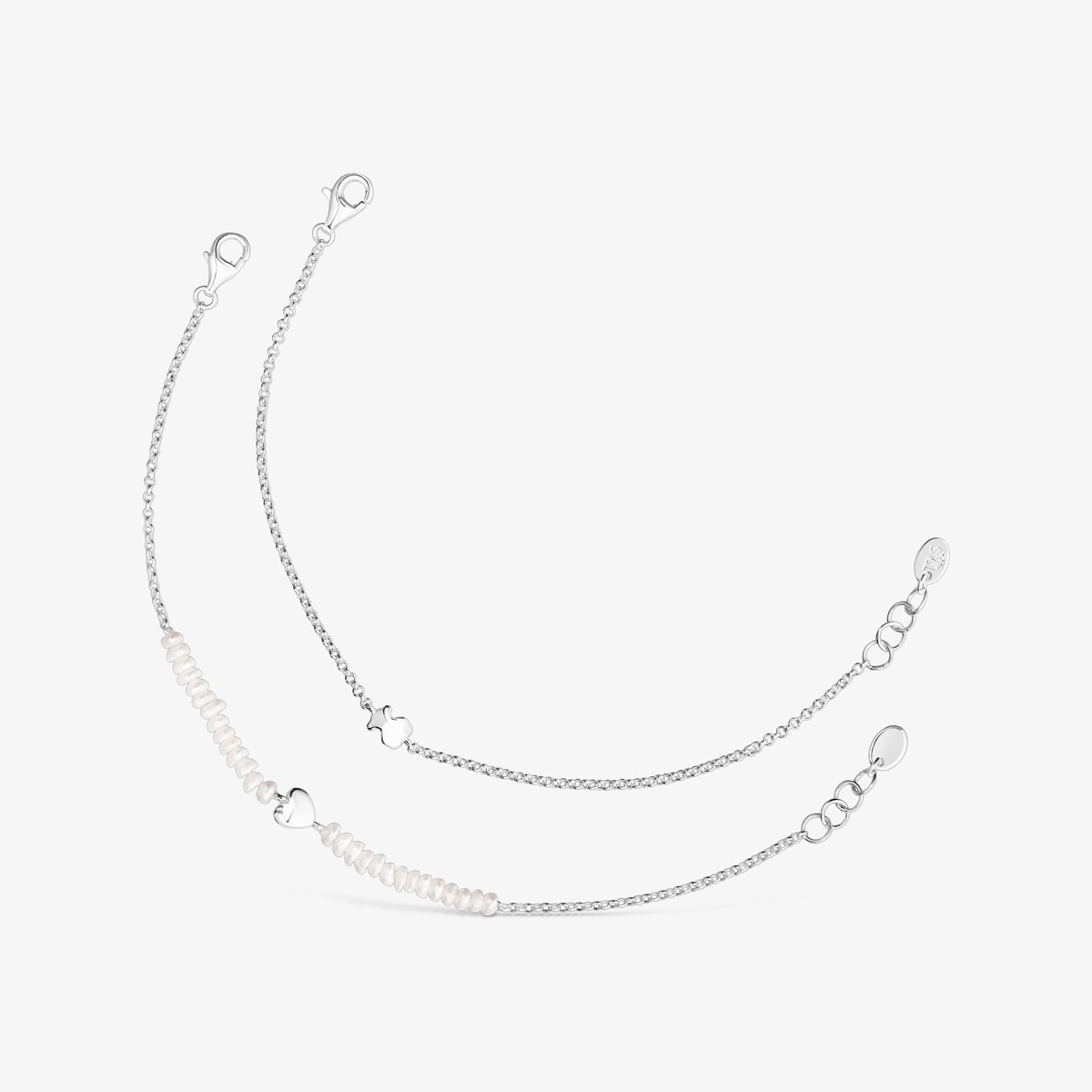 Tous - Pack De Pulseras De Plata Y Perlas Cultivadas, Corazón Y Oso Mini Icons - Blanco