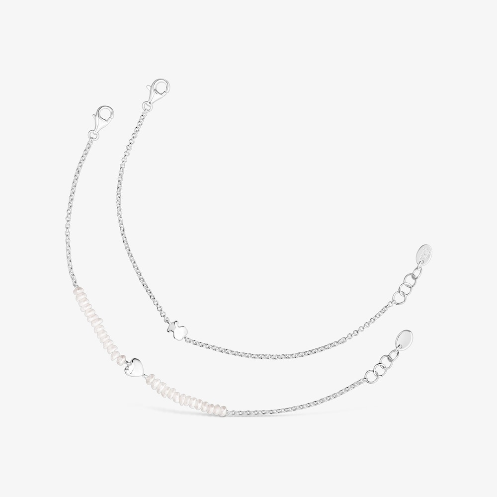 Sada n&aacute;ramků Mini Icons ze stř&iacute;bra a uměle vypěstovan&yacute;ch perel se srdcem a medv&iacute;dkem