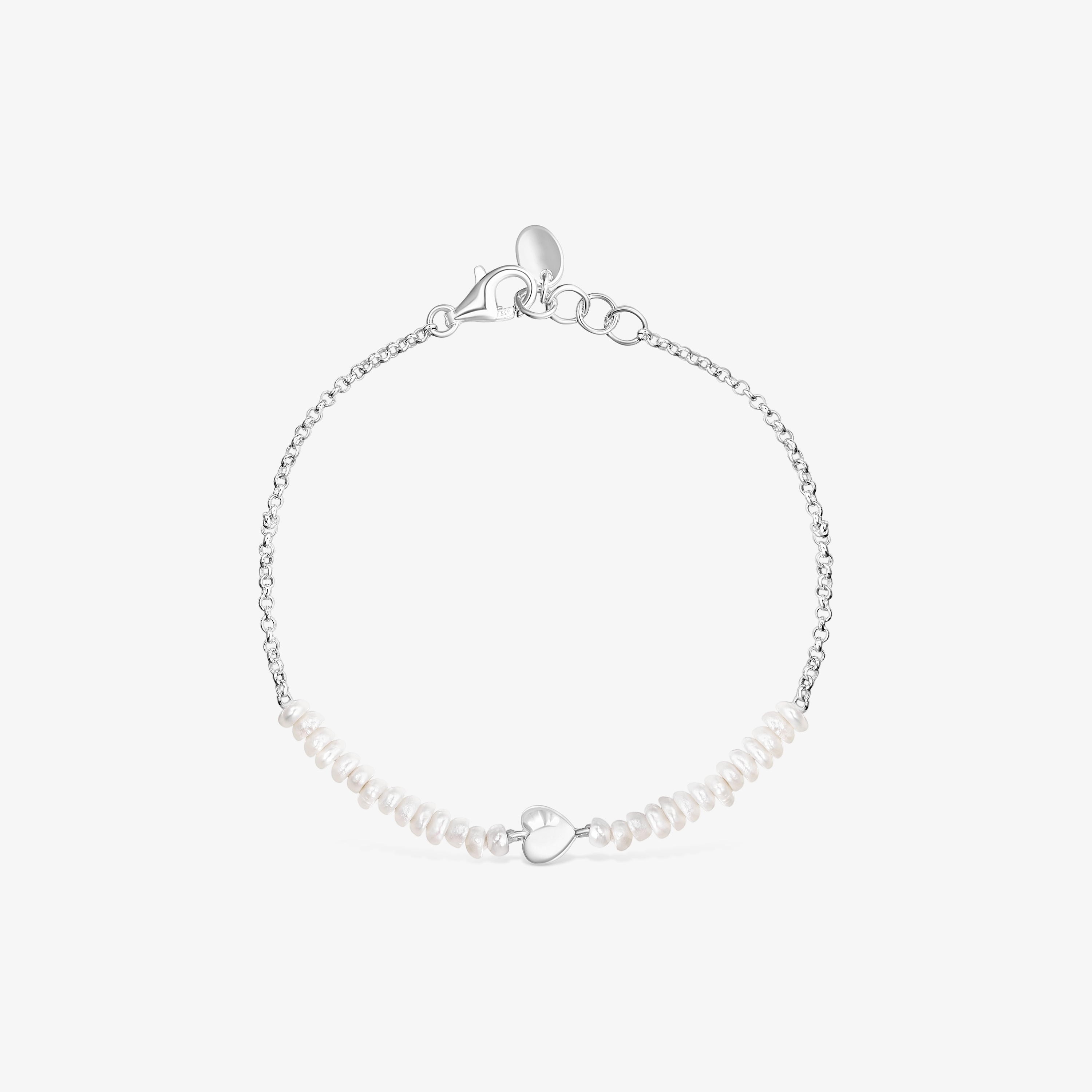 Silver and cultured pearls Mini Icons heart and bear Bracelet set