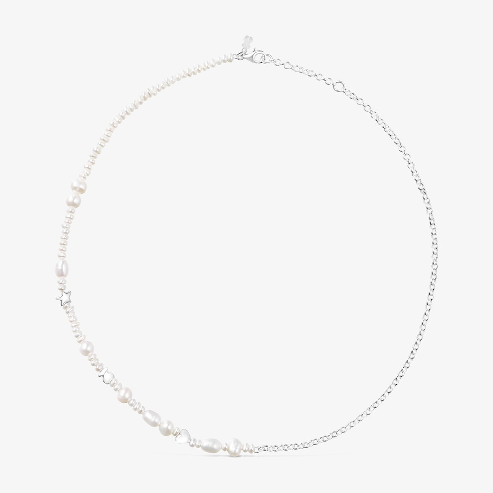 Collar de plata y perlas cultivadas con tres motivos Mini Icons