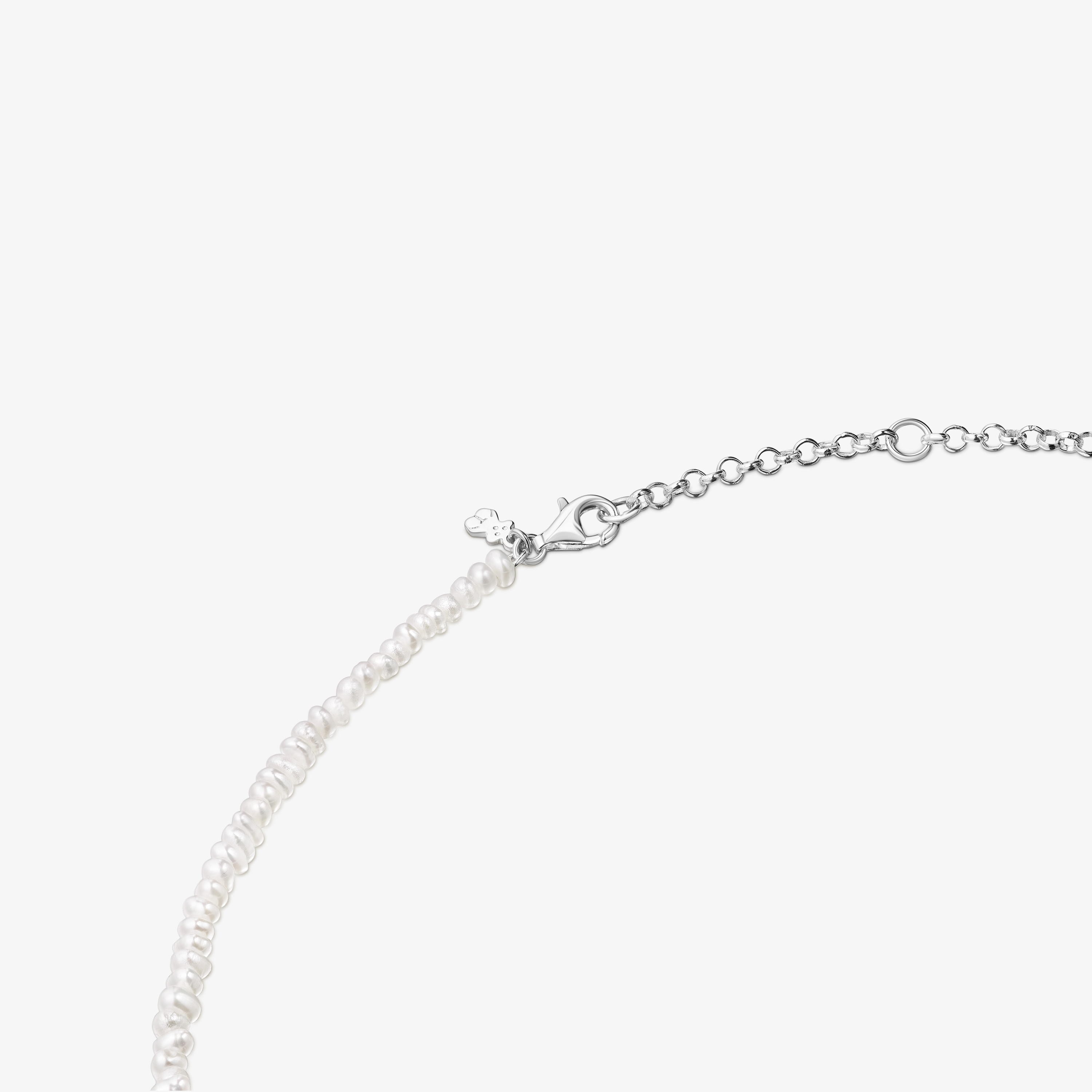 Silver and cultured pearls Mini Icons Necklace with three charms