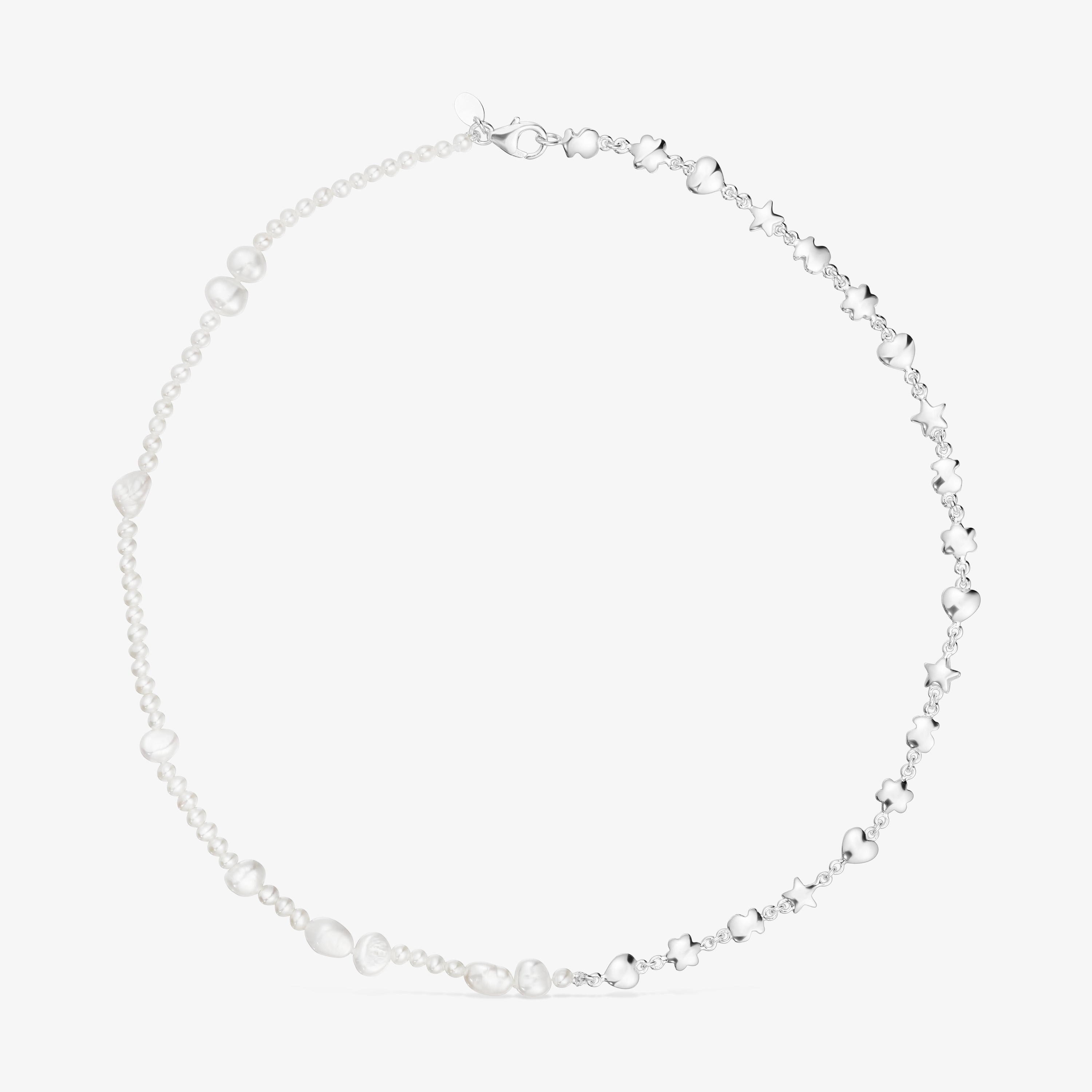 Silver and cultured pearls Mini Icons Necklace with charms