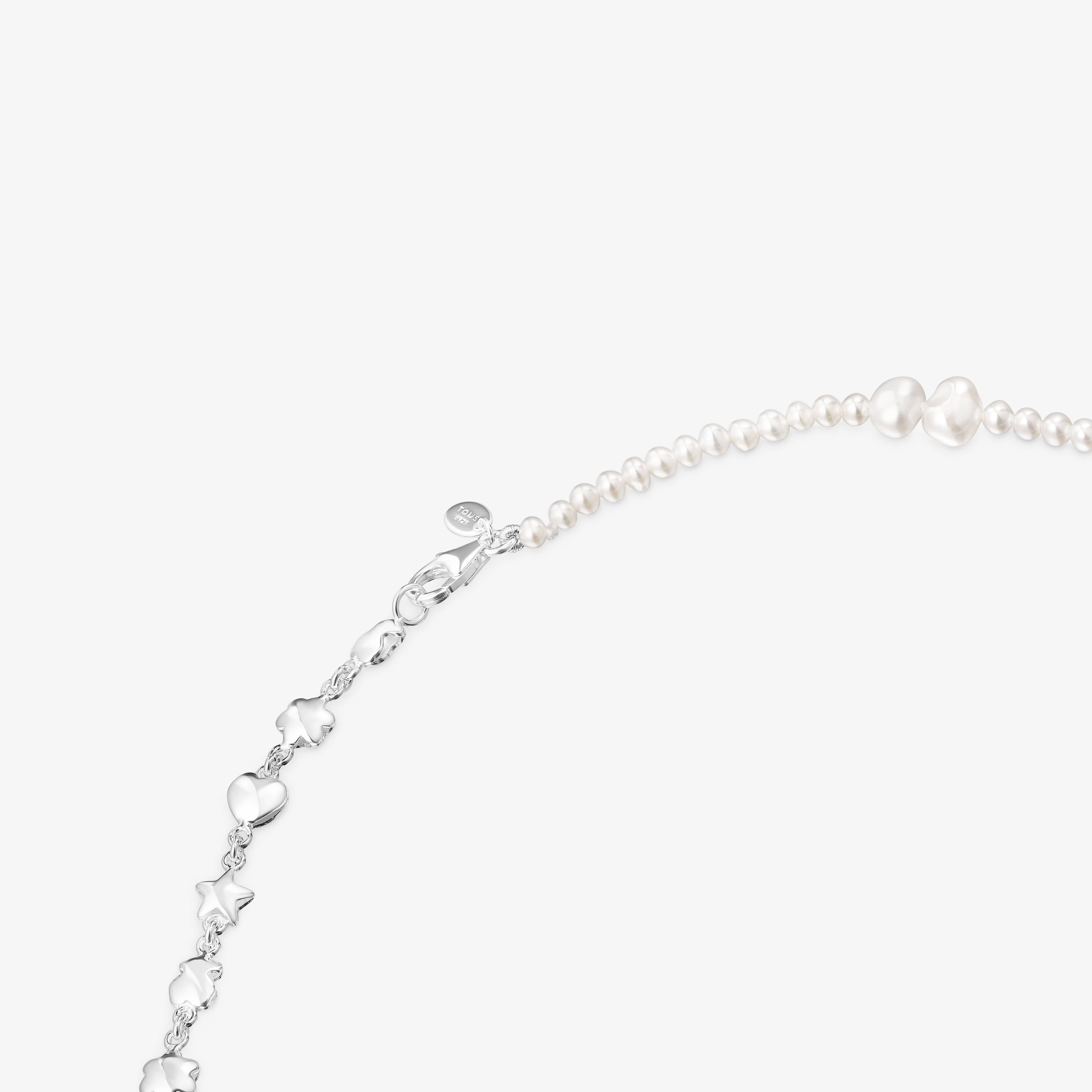 Silver and cultured pearls Mini Icons Necklace with charms