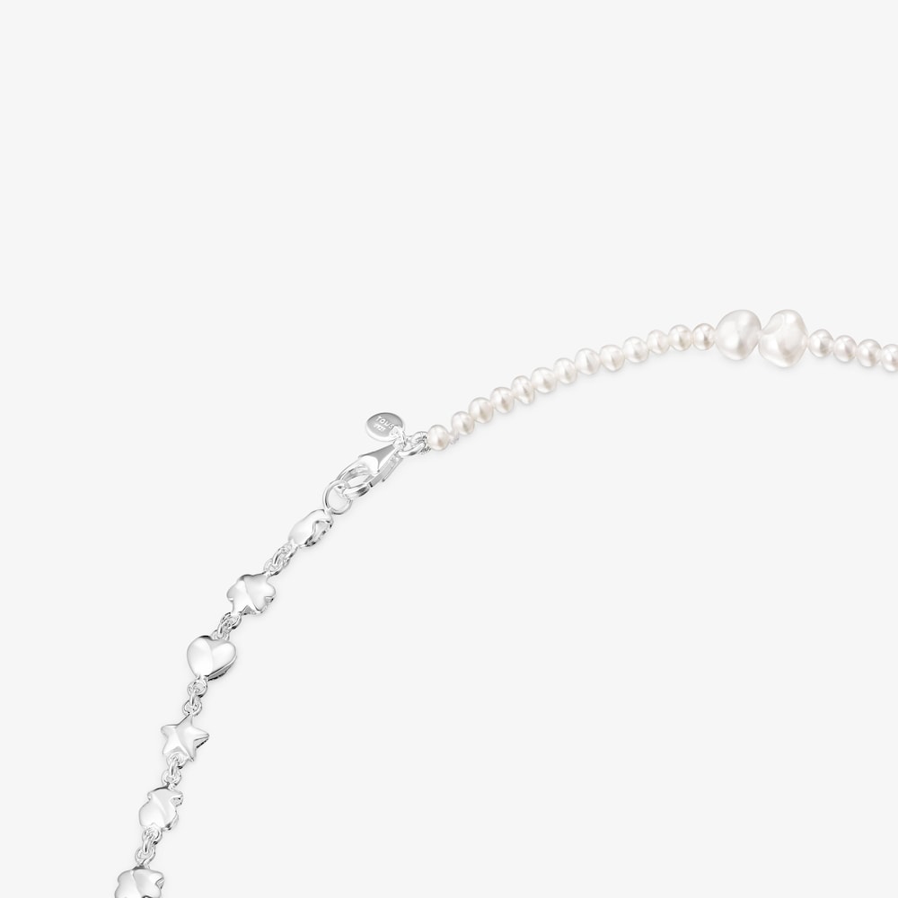 N&aacute;hrdeln&iacute;k Mini Icons ze stř&iacute;bra a uměle vypěstovan&yacute;ch perel s&nbsp;př&iacute;věsky