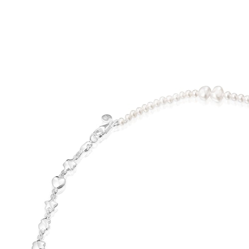 Silver and cultured pearls Mini Icons Necklace with charms