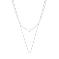 Pack de collares de plata y perlas cultivadas, corazón y oso Mini Icons