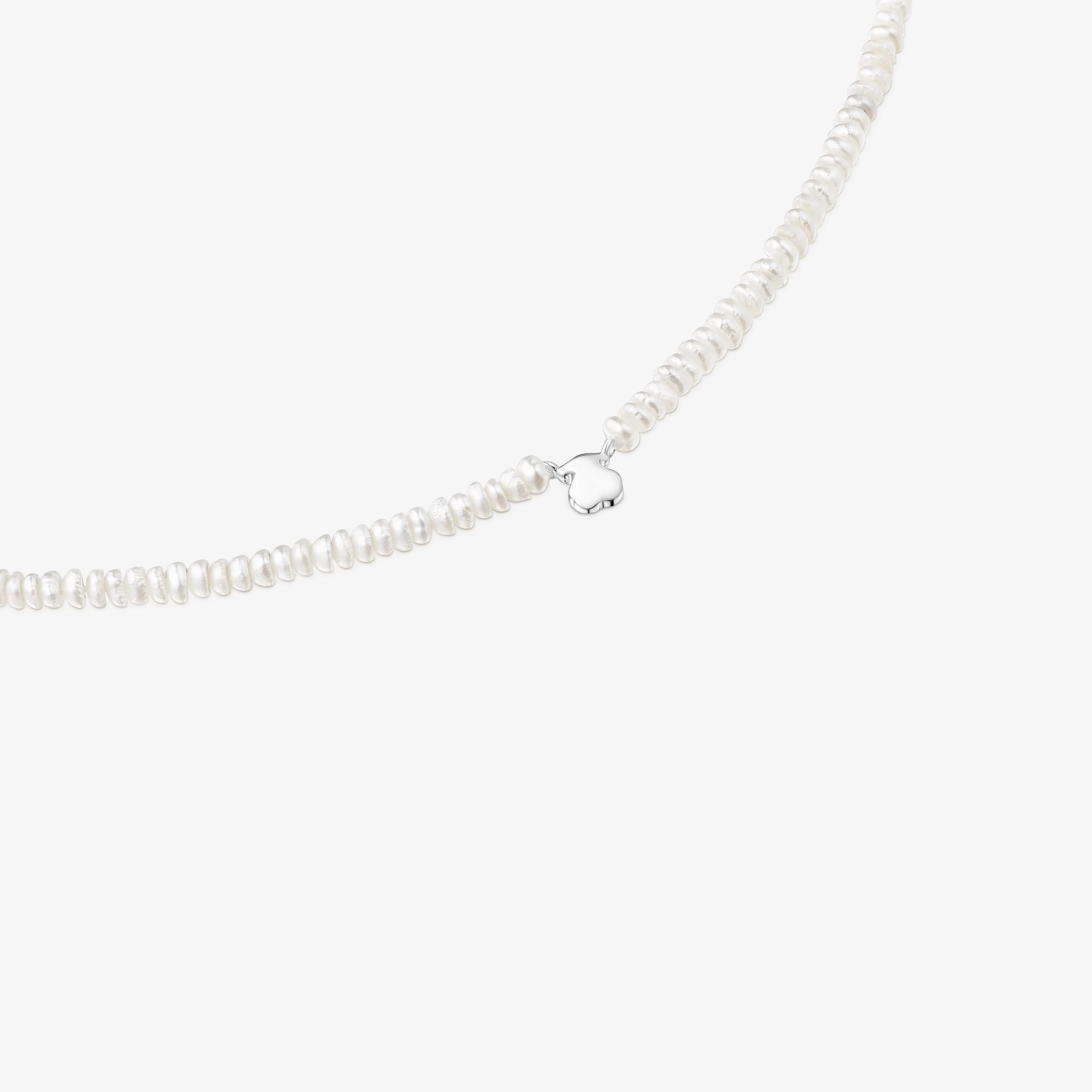 Silver and cultured pearls Mini Icons heart and bear Necklace set