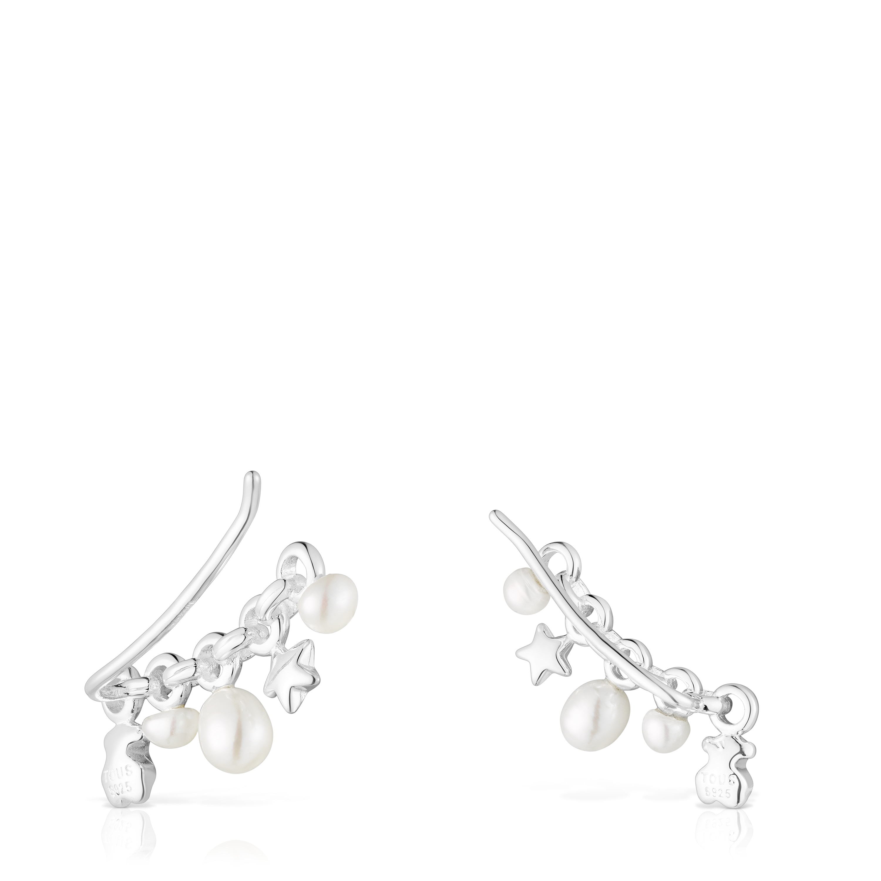 Earcuff de plata con barra y motivos Mini Icons