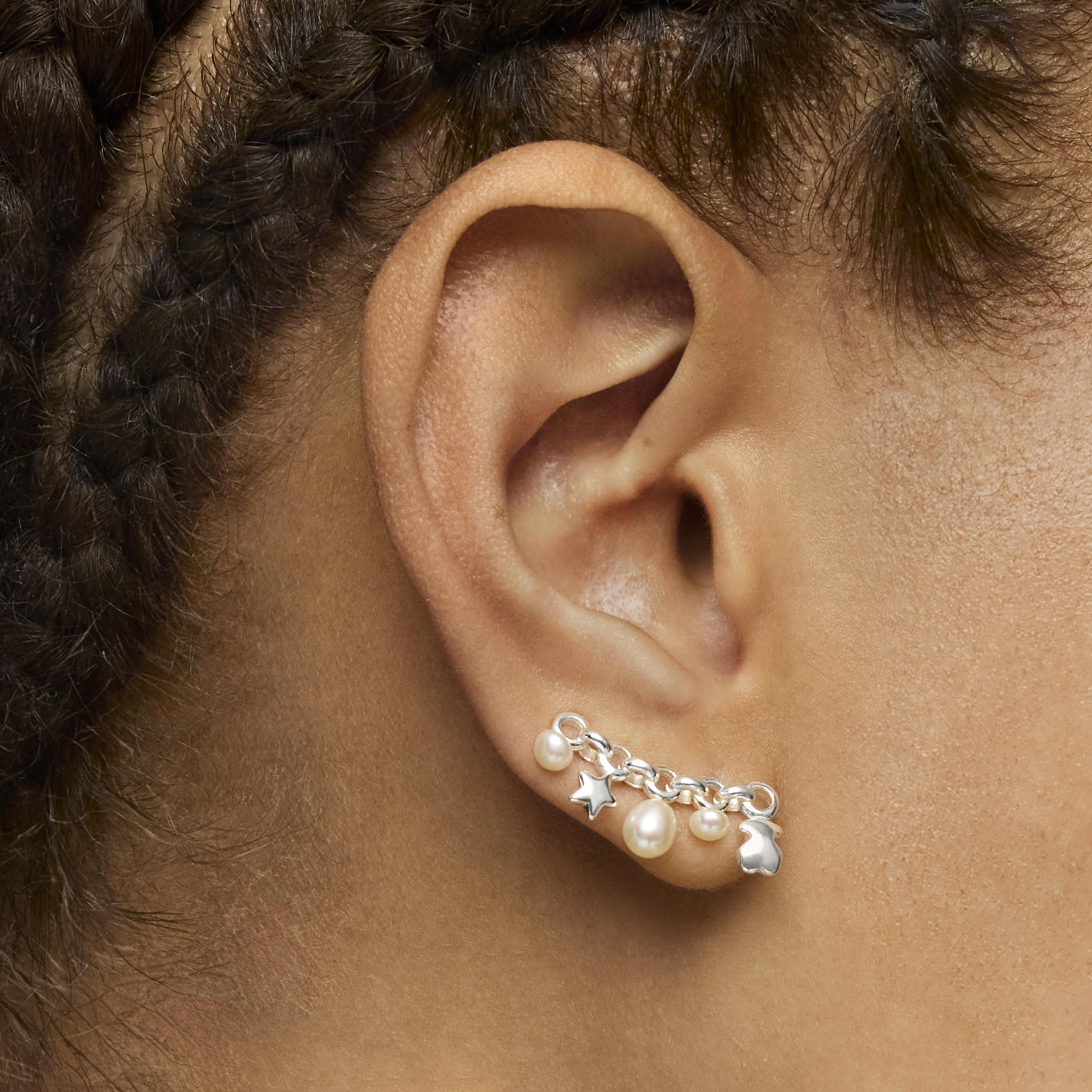 Silver Mini Icons Earcuff with bar and charms