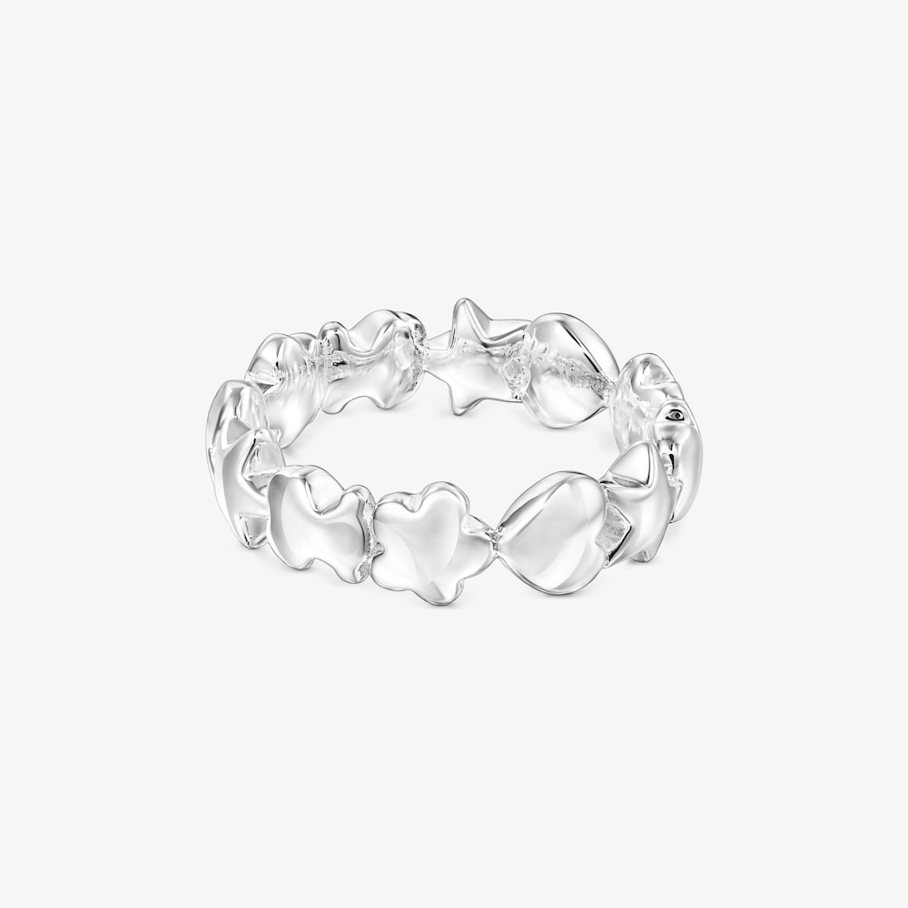 Silver TOUS Mini Icons Ring with Bear, Heart and Flower motifs