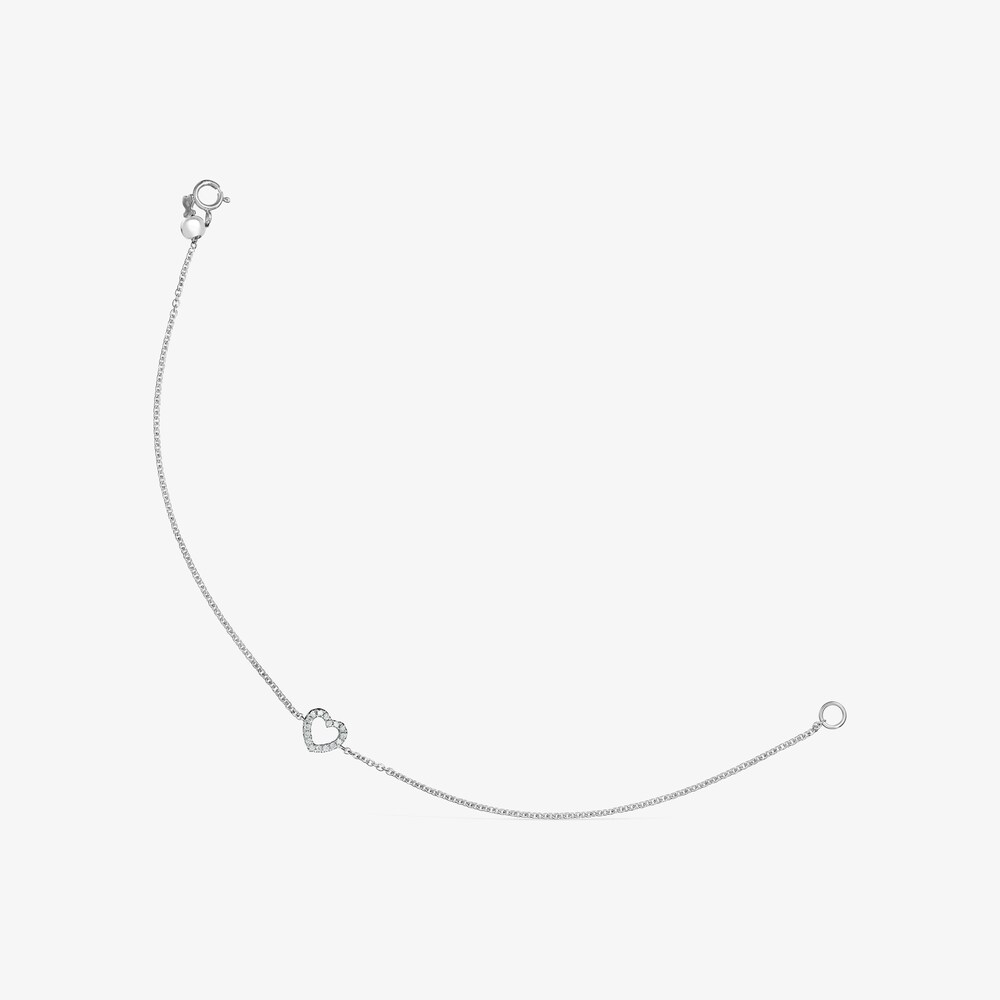 Pulsera Les Classiques coraz&oacute;n de Oro blanco con Diamantes