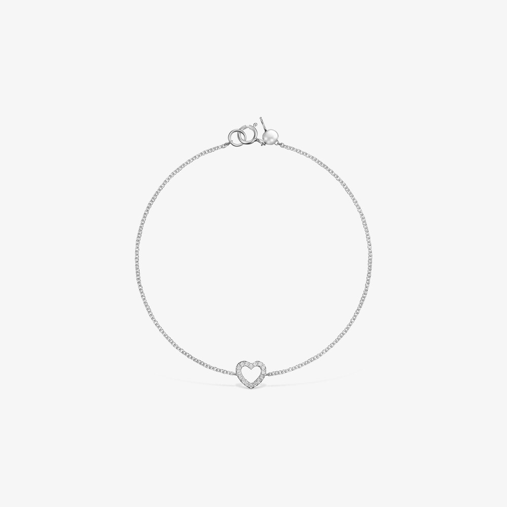 Pulsera Les Classiques coraz&oacute;n de Oro blanco con Diamantes