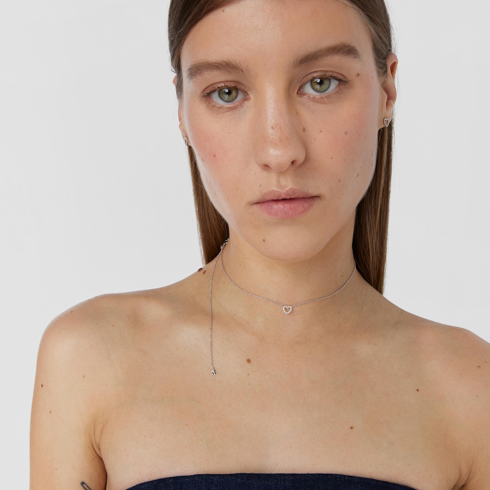 Collar coraz&oacute;n de oro blanco 18K y diamantes Les Classiques