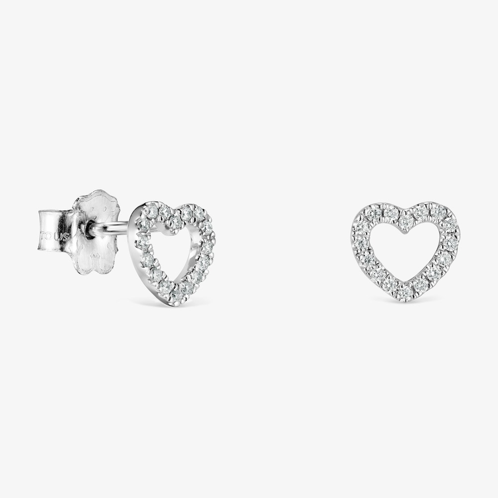 Aretes Les Classiques coraz&oacute;n de Oro blanco con Diamantes