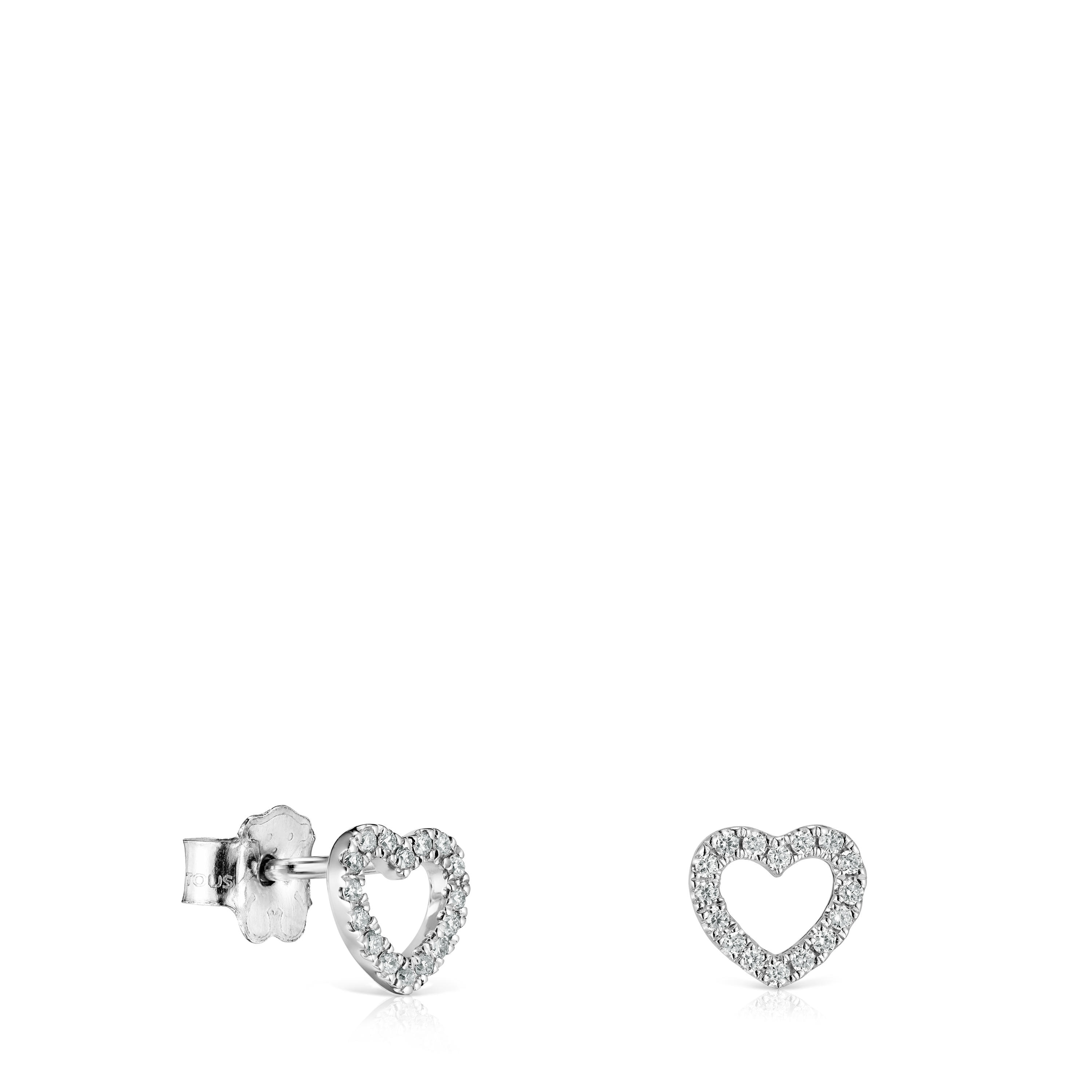 White Gold Les Classiques heart Earrings with Diamonds