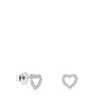 Pendientes corazón de oro blanco con diamantes Les Classiques