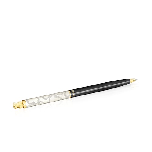 Gold colored IP steel TOUS Kaos Ballpoint pen lacquered in black