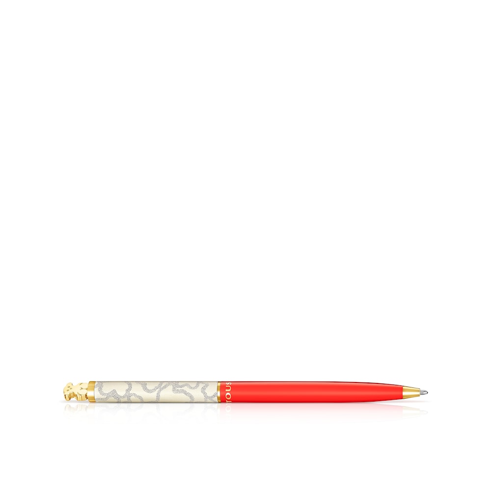 Bolígrafo de acero IP dorado lacado en rojo TOUS Kaos image number 3