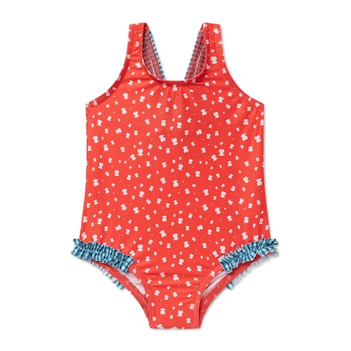 Fato de banho de menina al&ccedil;as Drops Vermelho