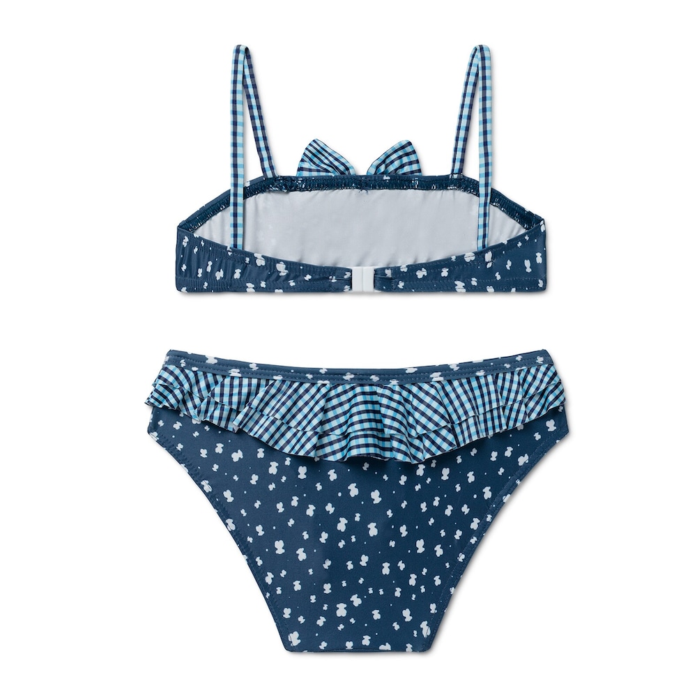 Bikini con lazo y volantes Drops Azul Marino