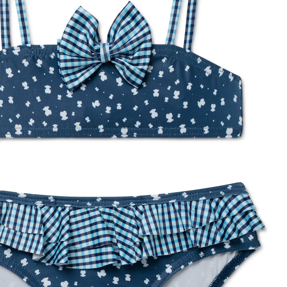 Bikini con lazo y volantes Drops Azul Marino