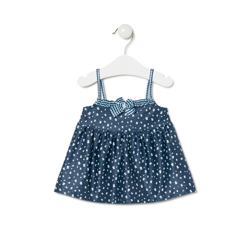 Vestido evas&eacute; de tirantes Drops Azul Marino image number 0