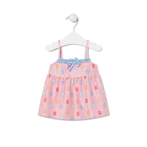 Vestido evasé de alças Happy Rosa