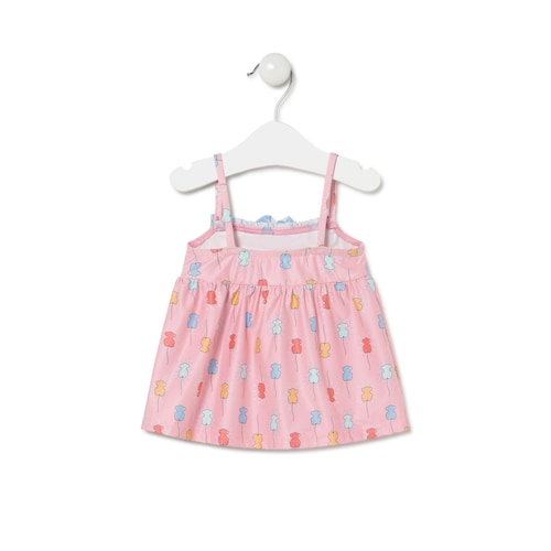 Vestido evasé de alças Happy Rosa